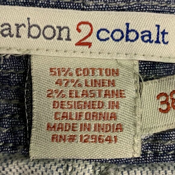 Carbon‎ 2 Cobalt Men's Panache Cotton Linen Blend Flat Front Chino Shorts SZ 38 - Picture 8 of 13